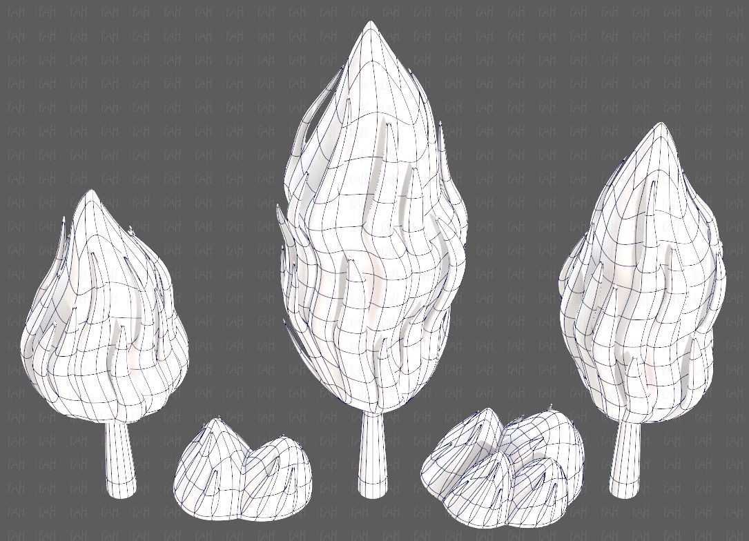 Trees Cartoon V47 Low-poly 3D model_34