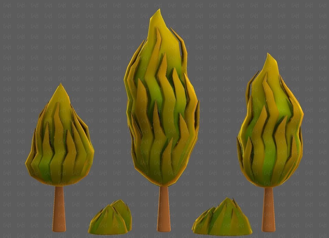 Trees Cartoon V47 Low-poly 3D model_23