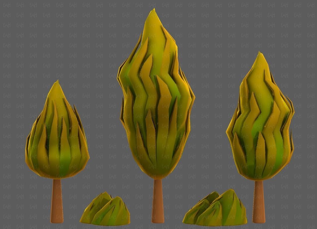 Trees Cartoon V47 Low-poly 3D model_24