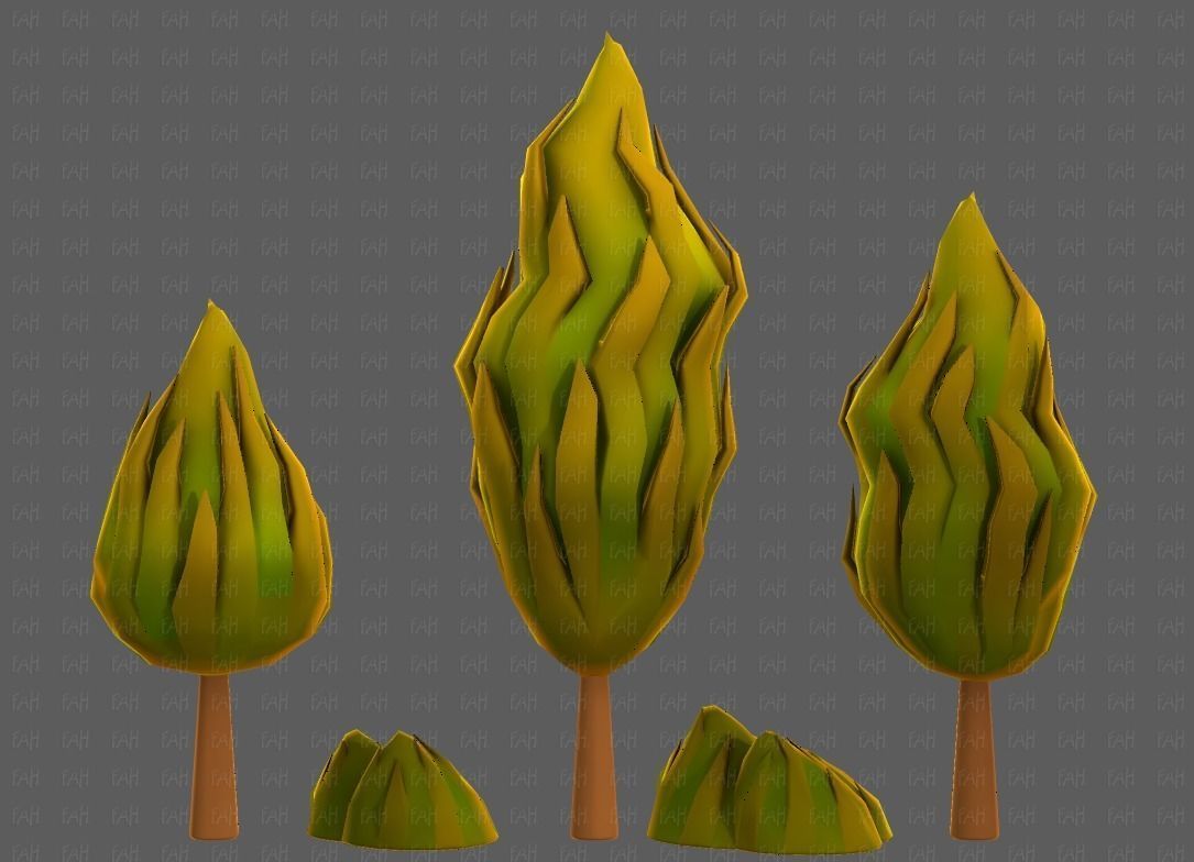 Trees Cartoon V47 Low-poly 3D model_20