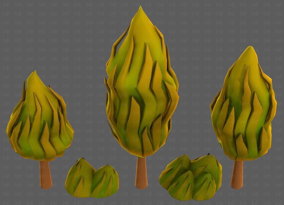Trees Cartoon V47 Low-poly 3D model_35