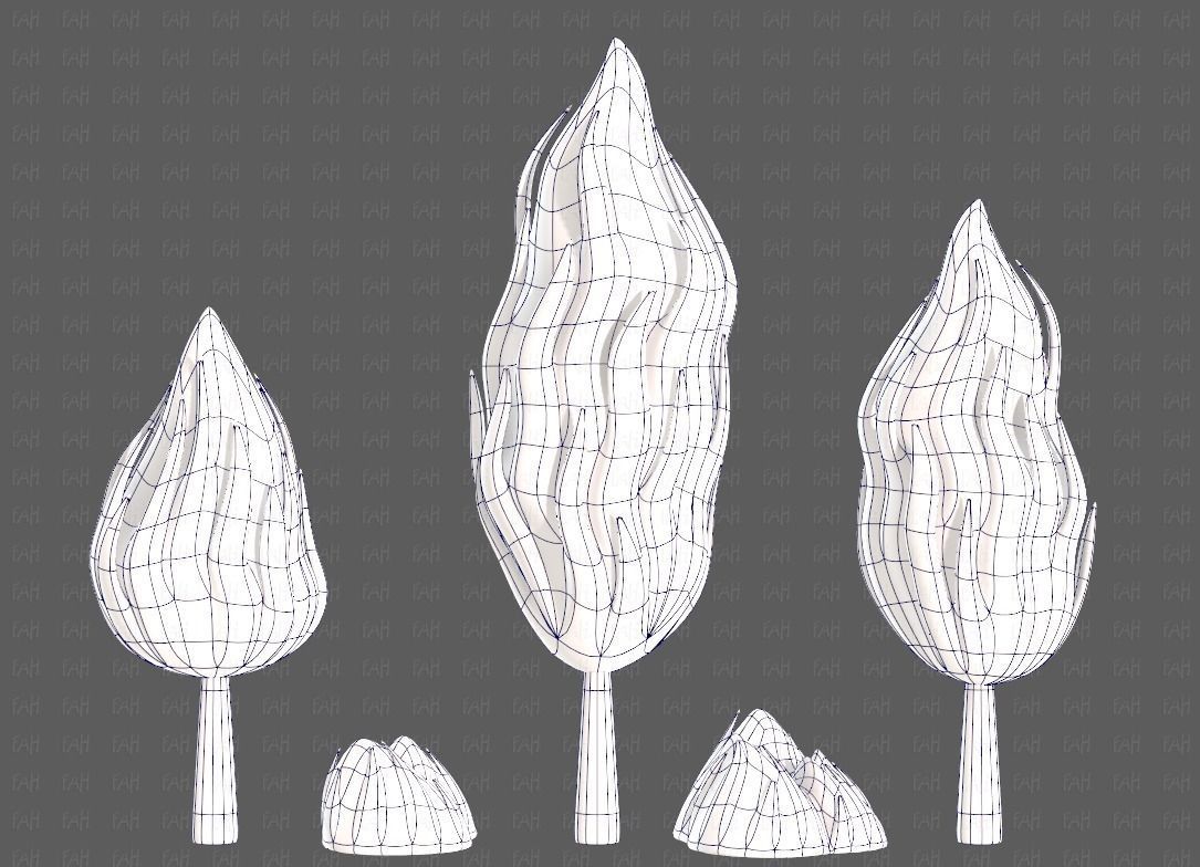 Trees Cartoon V47 Low-poly 3D model_11