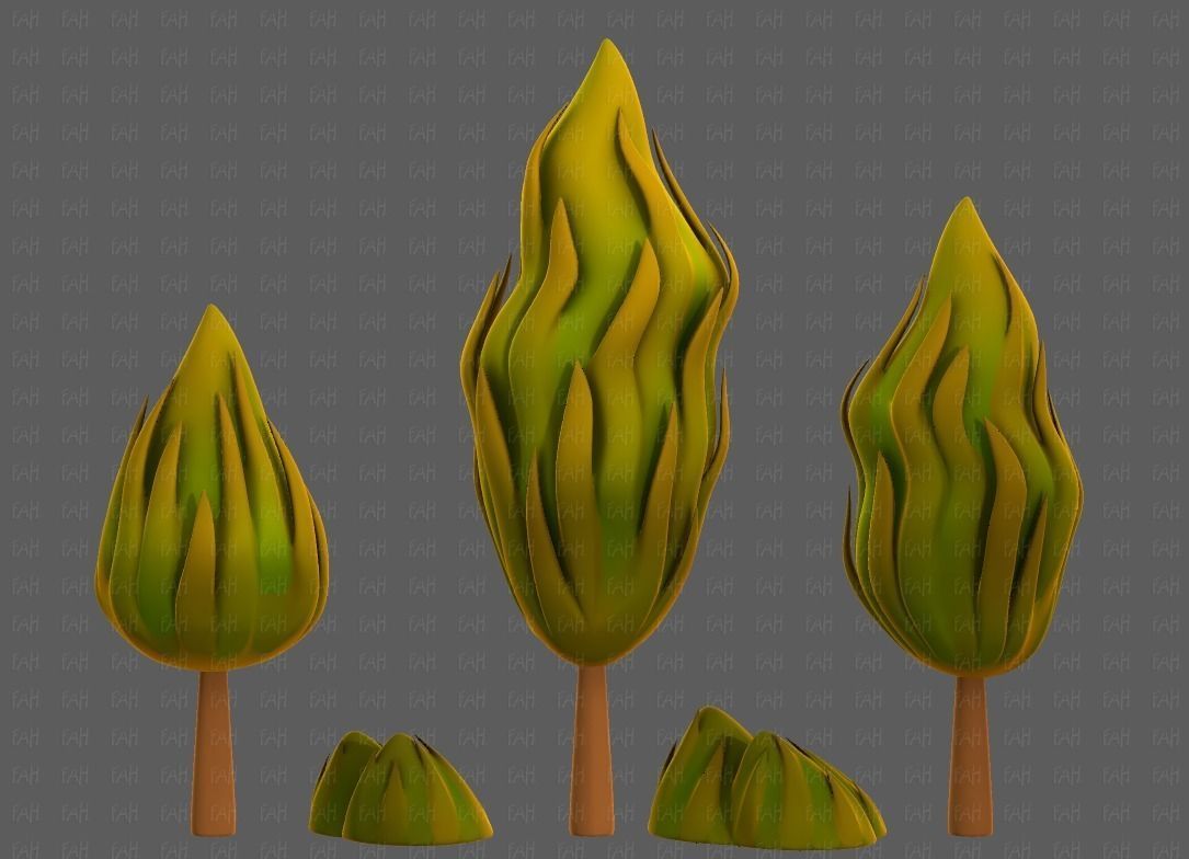 Trees Cartoon V47 Low-poly 3D model_4