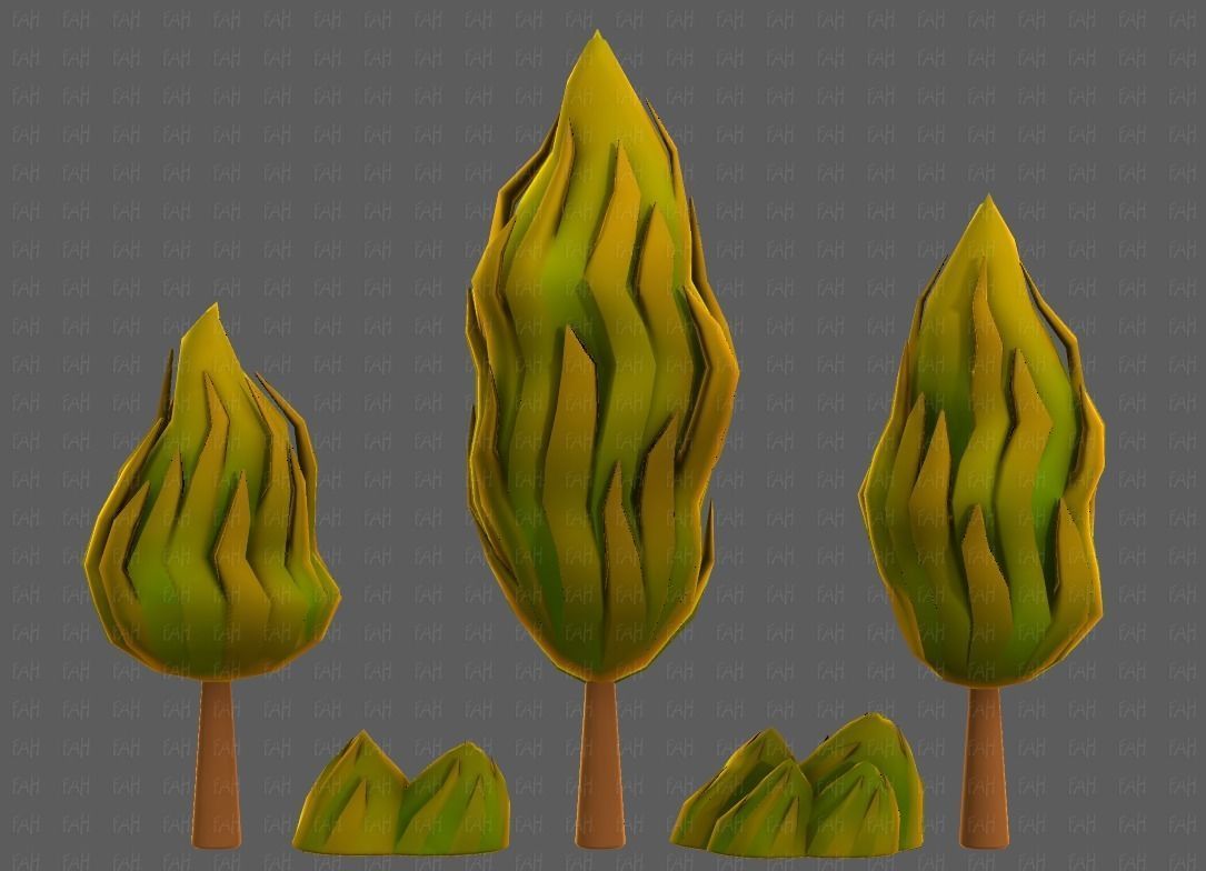 Trees Cartoon V47 Low-poly 3D model_17
