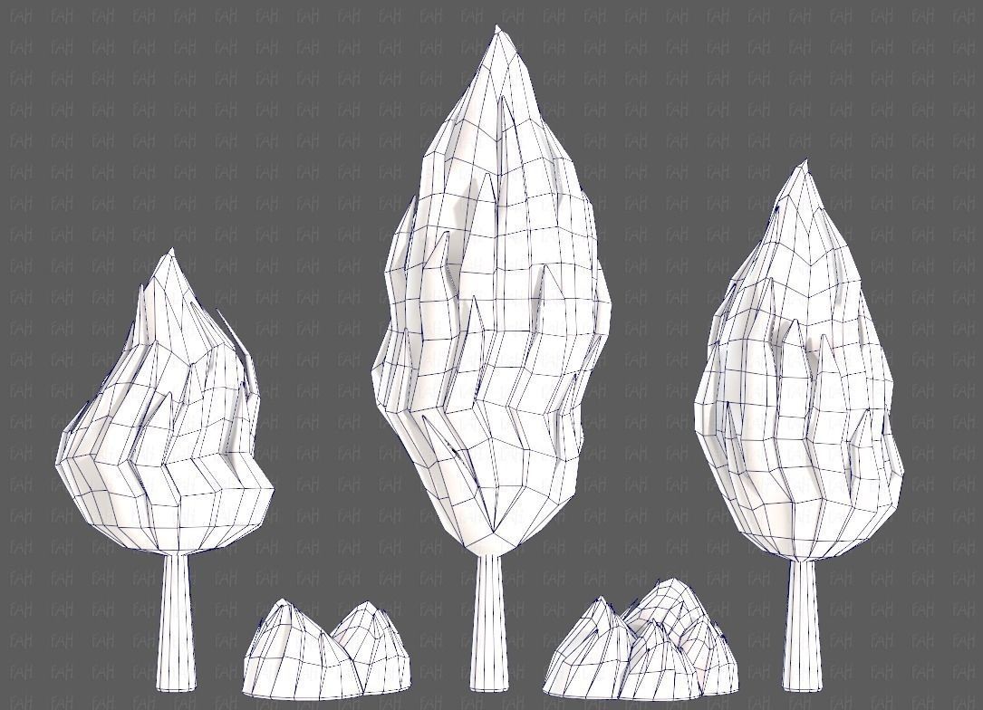 Trees Cartoon V47 Low-poly 3D model_26