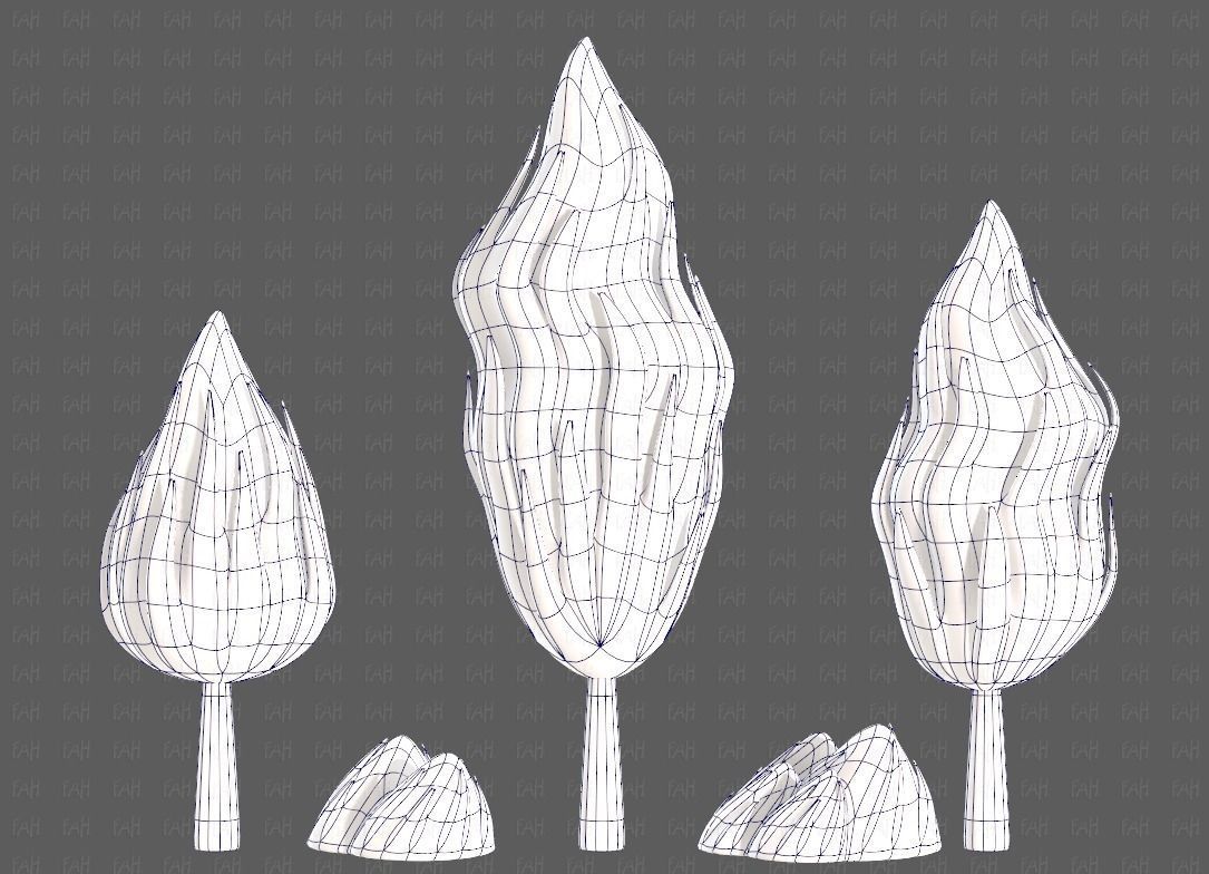 Trees Cartoon V47 Low-poly 3D model_16