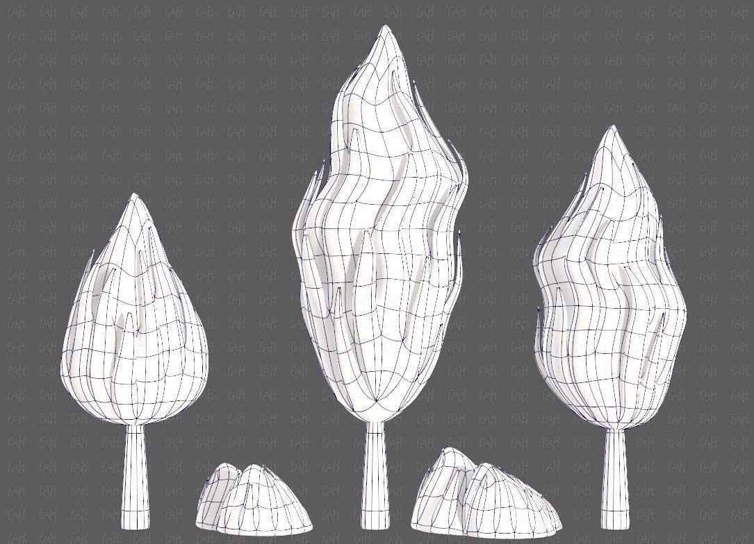 Trees Cartoon V47 Low-poly 3D model_12