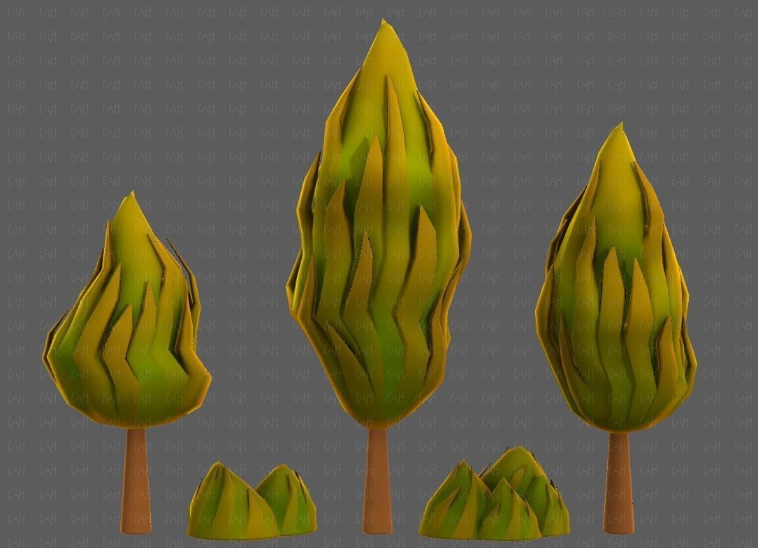 Trees Cartoon V47 Low-poly 3D model_18