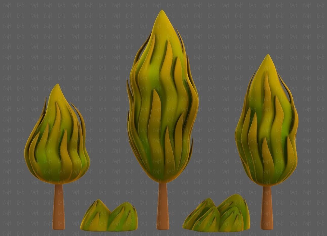 Trees Cartoon V47 Low-poly 3D model_1