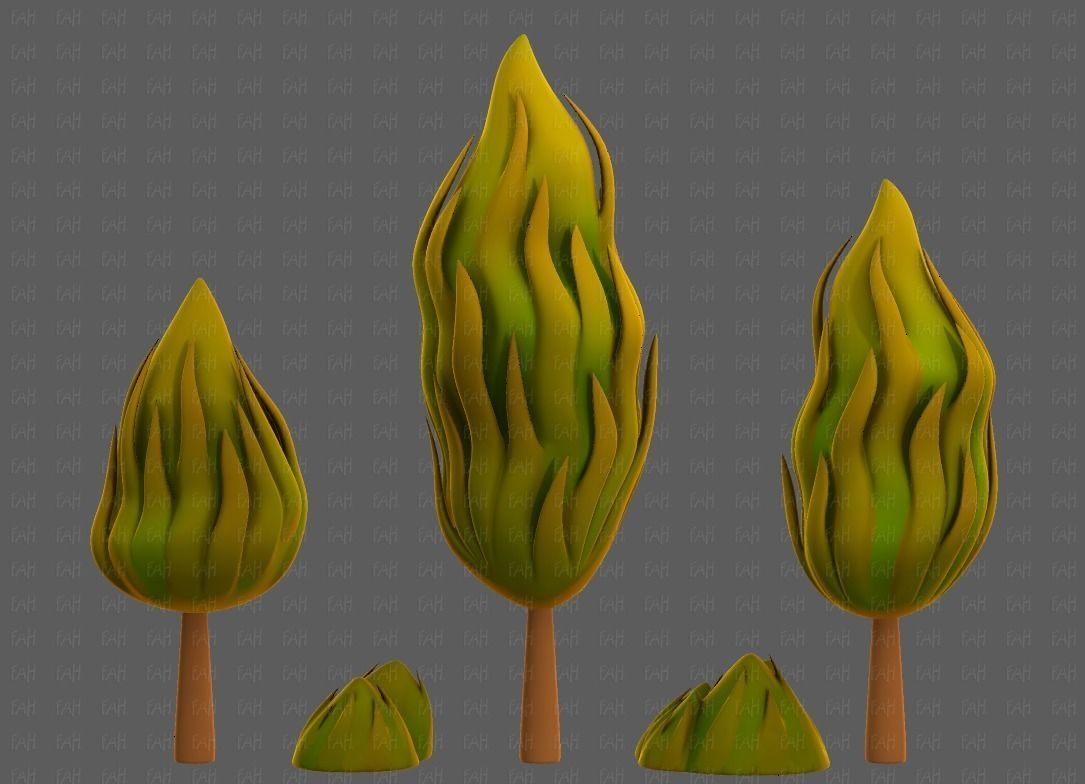 Trees Cartoon V47 Low-poly 3D model_8