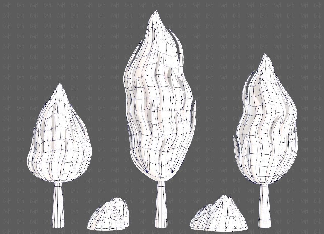 Trees Cartoon V47 Low-poly 3D model_15