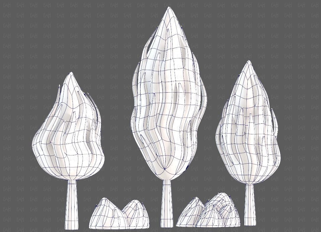 Trees Cartoon V47 Low-poly 3D model_42