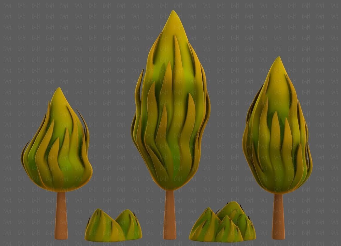 Trees Cartoon V47 Low-poly 3D model_2