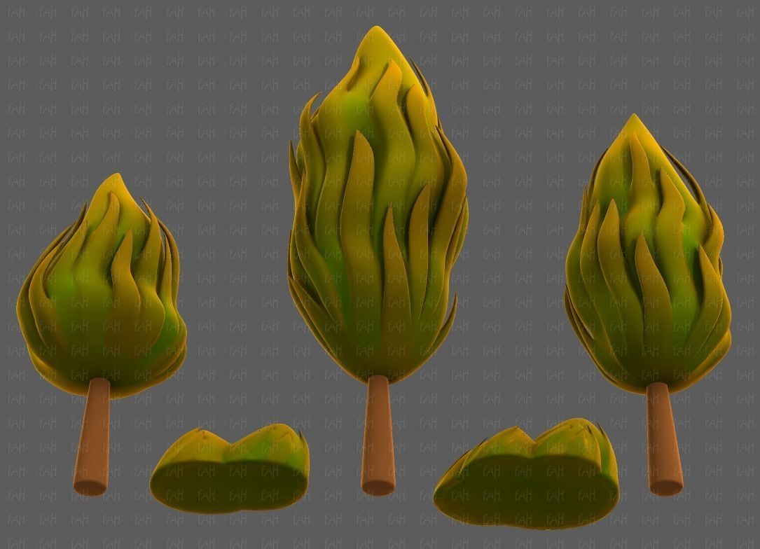 Trees Cartoon V47 Low-poly 3D model_37