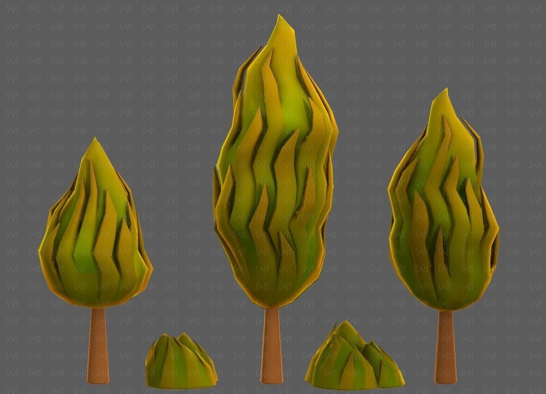 Trees Cartoon V47 Low-poly 3D model_19