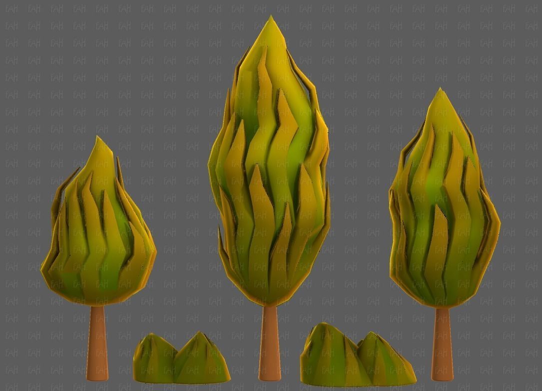 Trees Cartoon V47 Low-poly 3D model_21