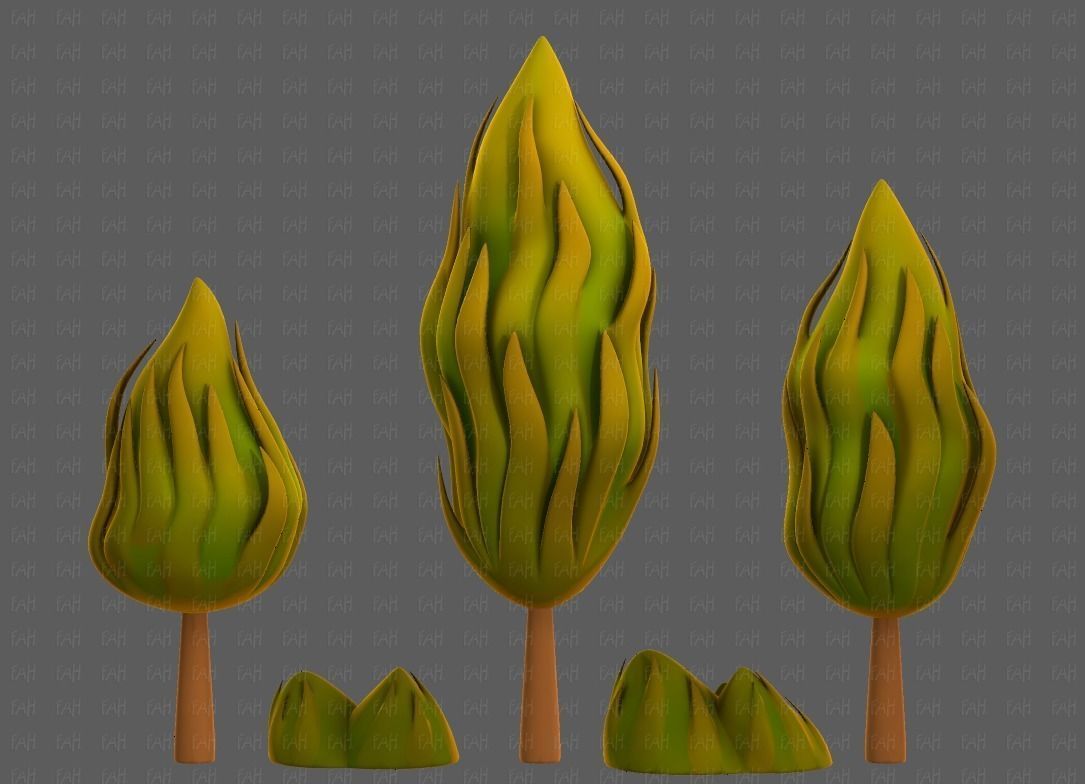 Trees Cartoon V47 Low-poly 3D model_5