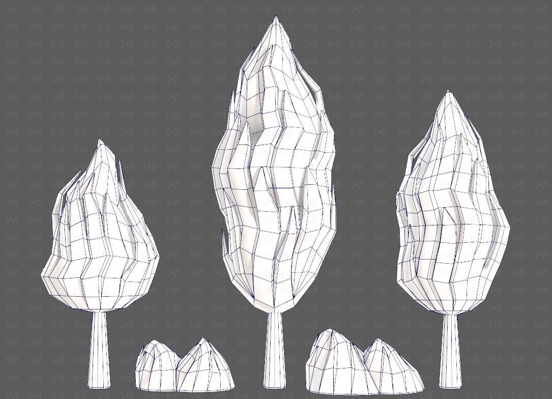 Trees Cartoon V47 Low-poly 3D model_29