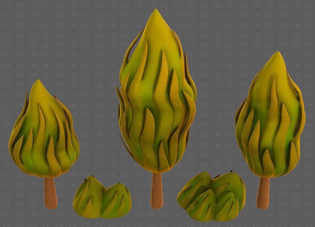 Trees Cartoon V47 Low-poly 3D model_33