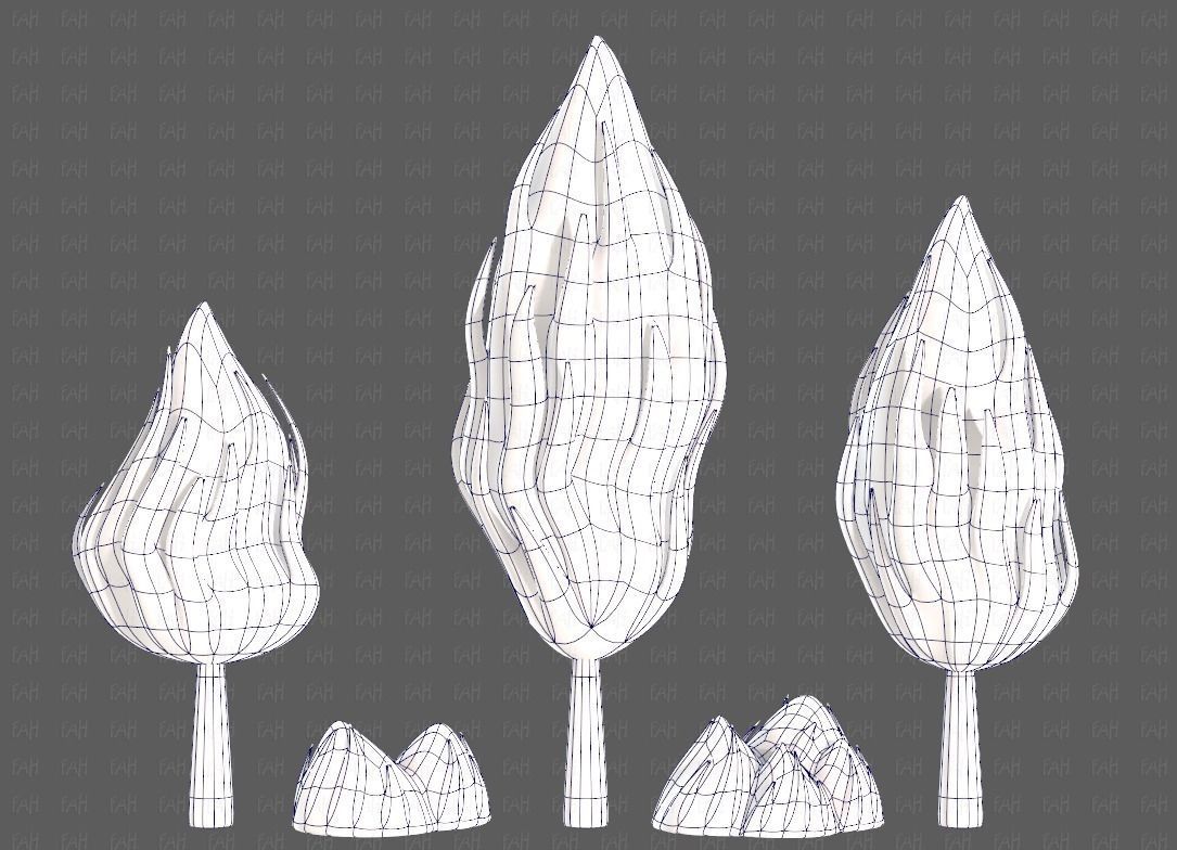Trees Cartoon V47 Low-poly 3D model_10