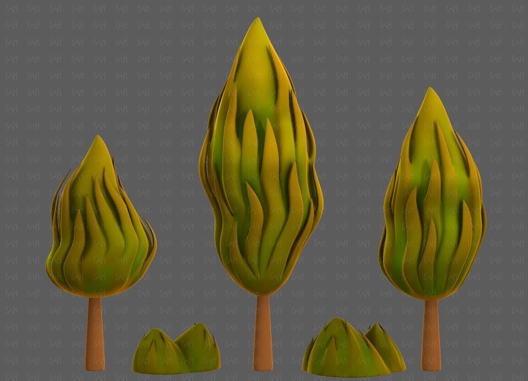 Trees Cartoon V47 Low-poly 3D model_6