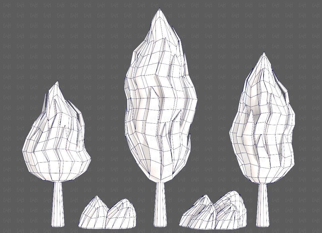 Trees Cartoon V47 Low-poly 3D model_25