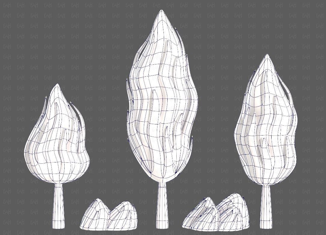 Trees Cartoon V47 Low-poly 3D model_9