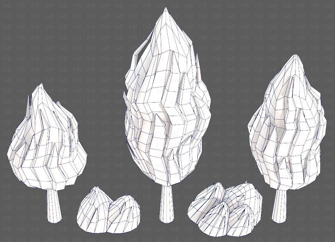 Trees Cartoon V47 Low-poly 3D model_36