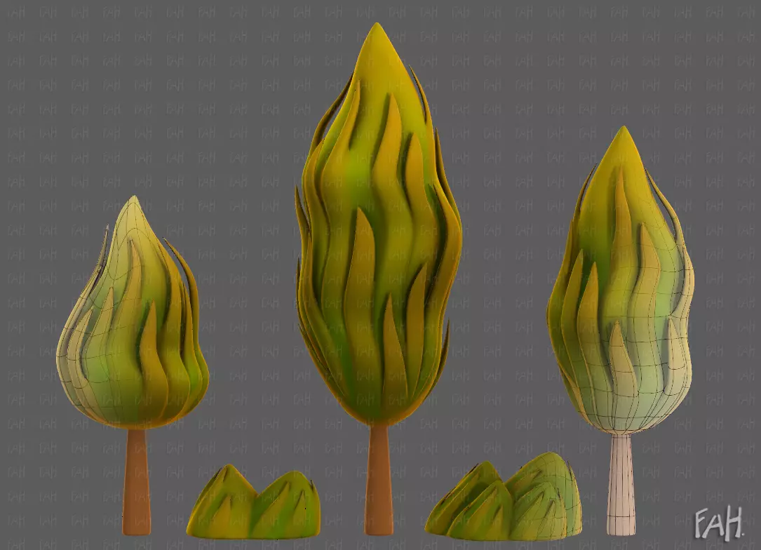 Trees Cartoon V47 Low-poly 3D model_0