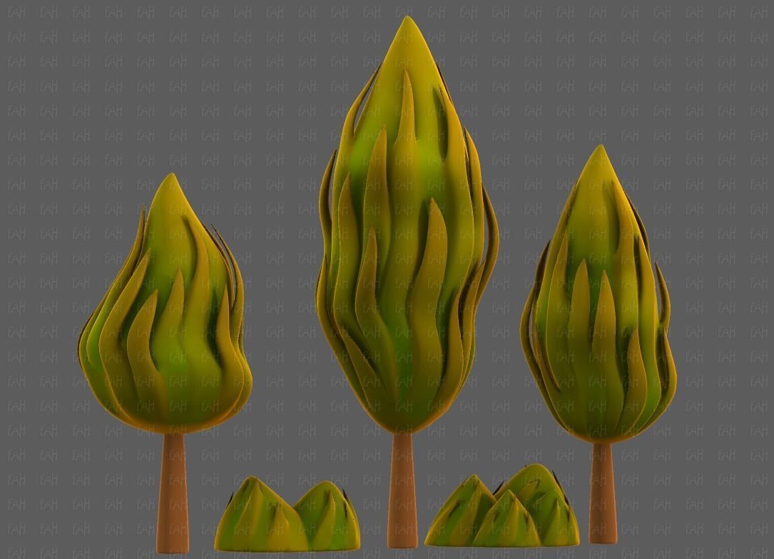Trees Cartoon V47 Low-poly 3D model_41