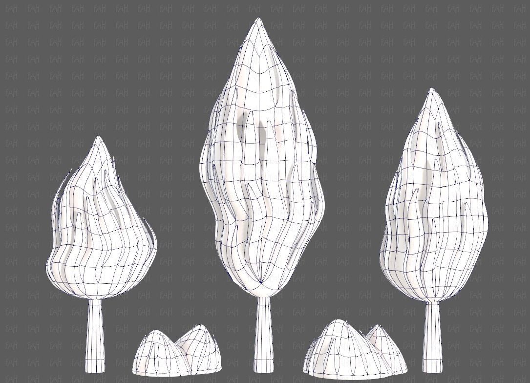 Trees Cartoon V47 Low-poly 3D model_14