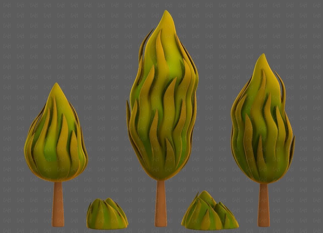 Trees Cartoon V47 Low-poly 3D model_3