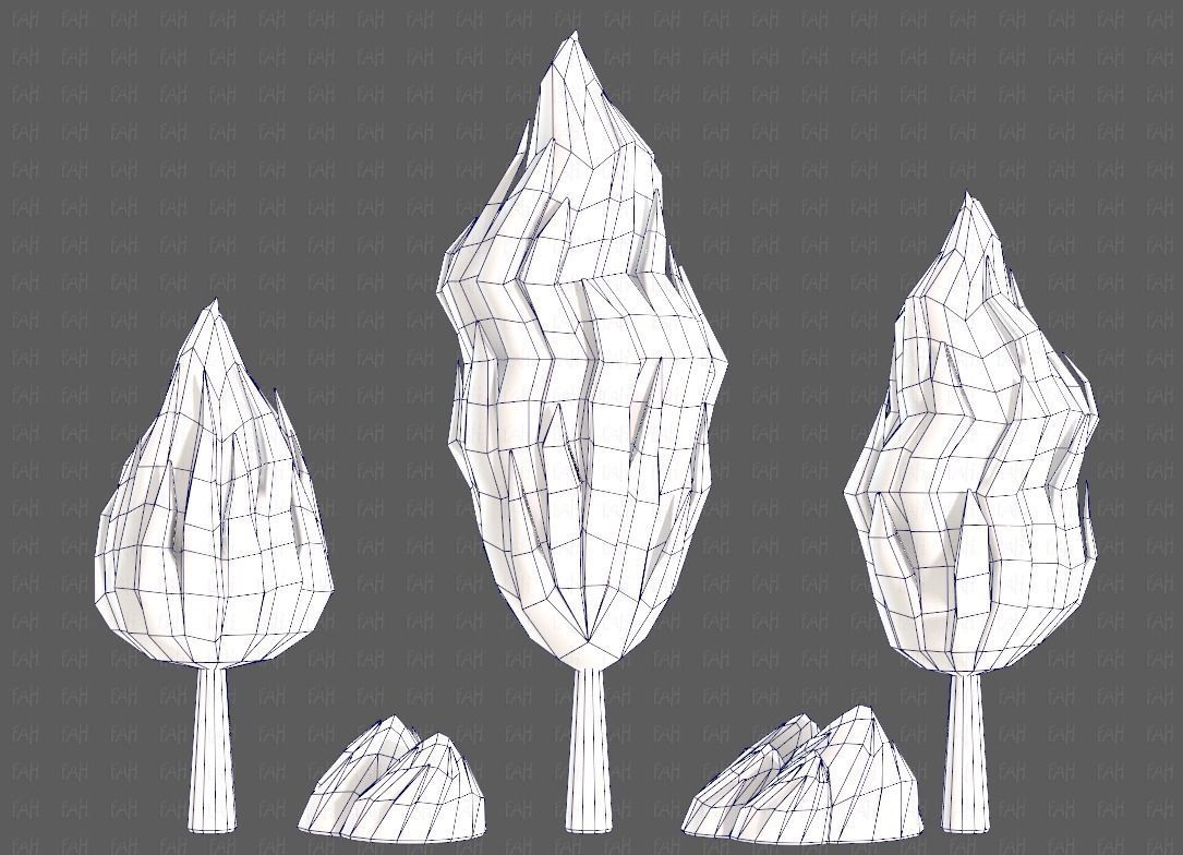 Trees Cartoon V47 Low-poly 3D model_32