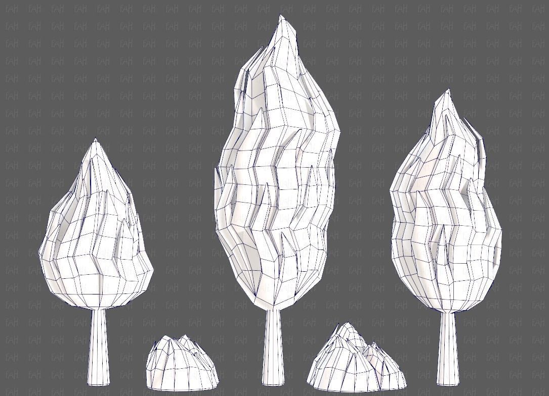 Trees Cartoon V47 Low-poly 3D model_27