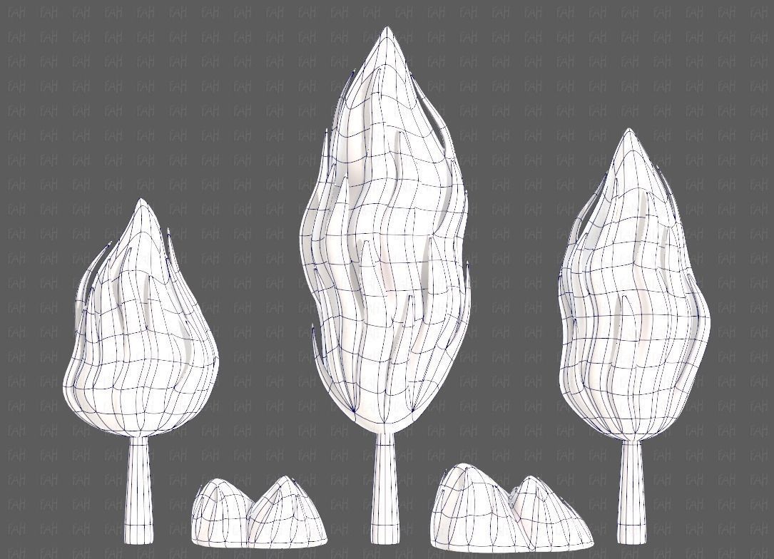 Trees Cartoon V47 Low-poly 3D model_13