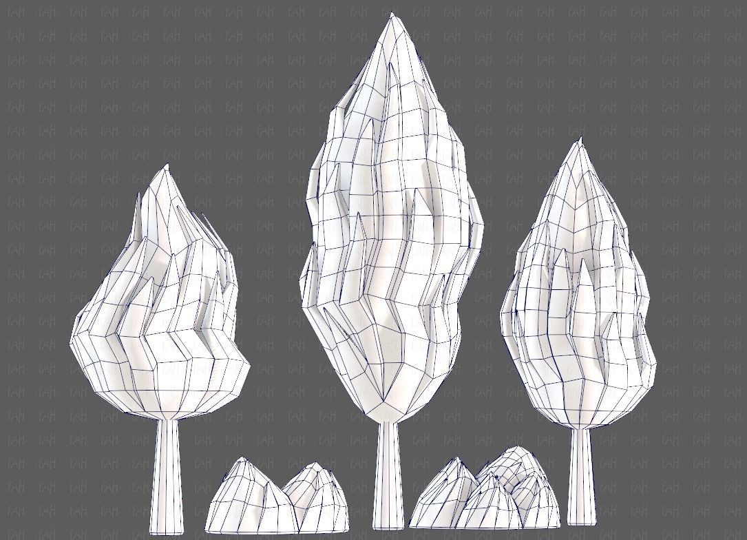 Trees Cartoon V47 Low-poly 3D model_44