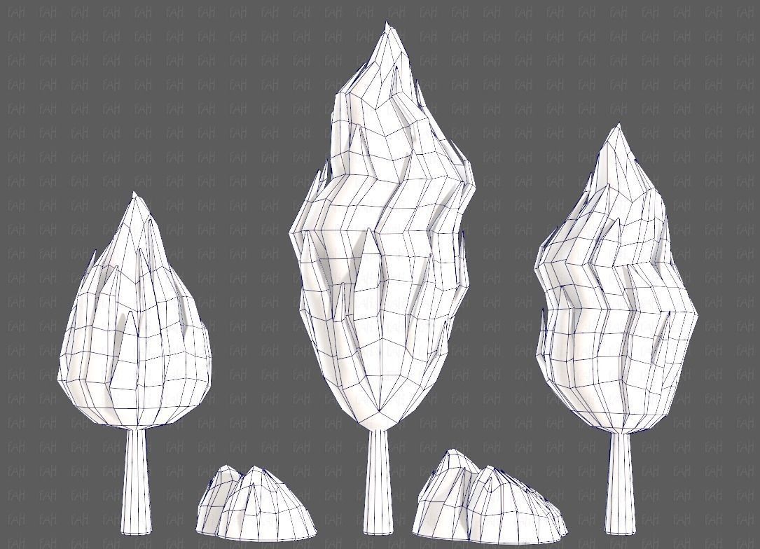 Trees Cartoon V47 Low-poly 3D model_28
