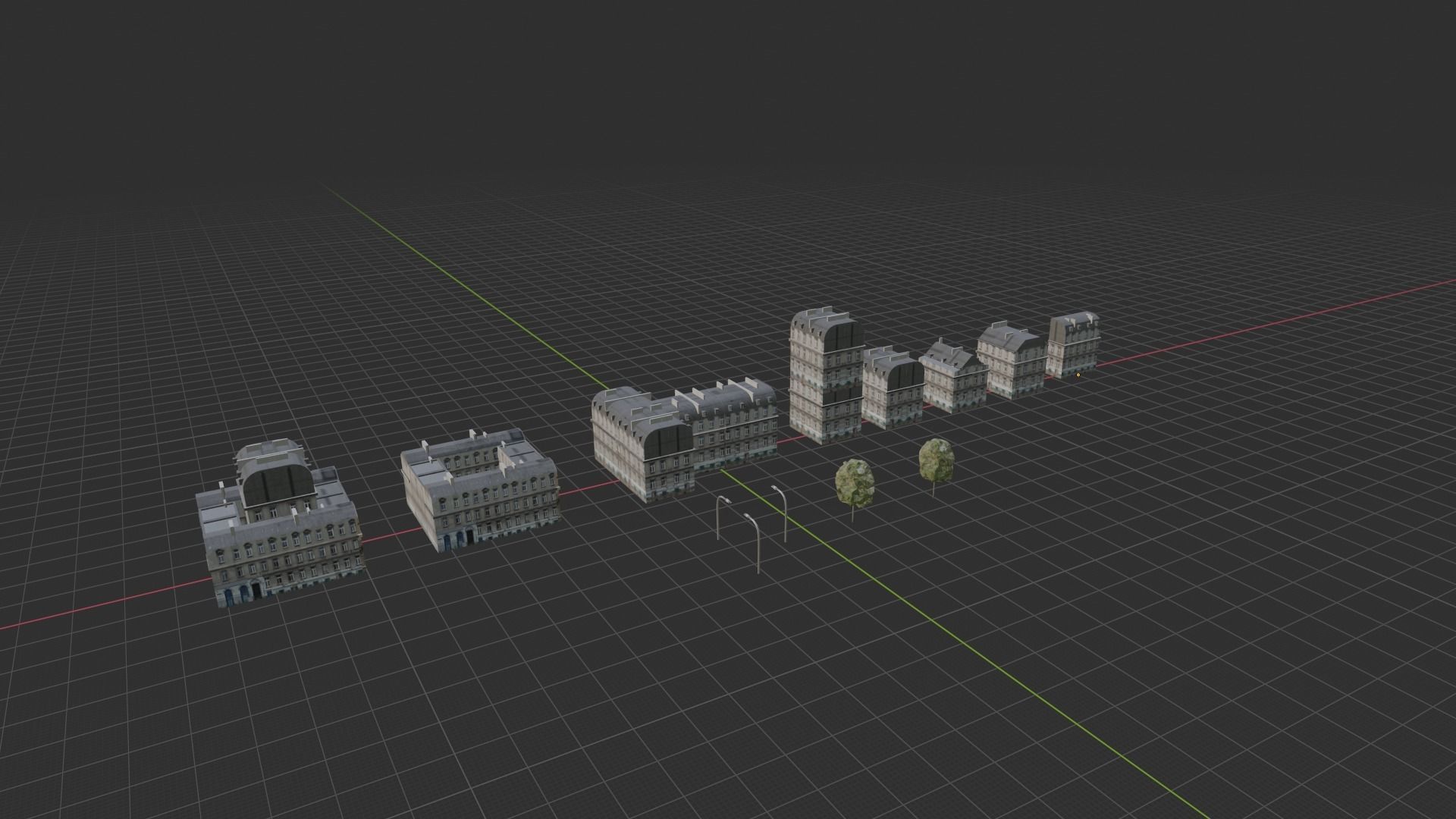 Low poly Buildings Low-poly 3D model_1