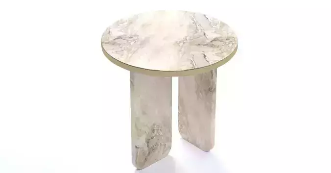 Abstract Marble and Gold Metal Side Table