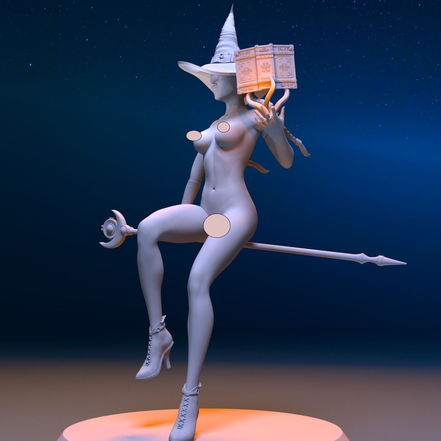 BEAUTIFUL WITCH 3D print model_9