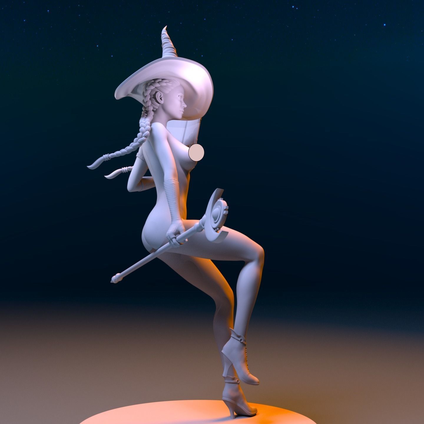 BEAUTIFUL WITCH 3D print model_7