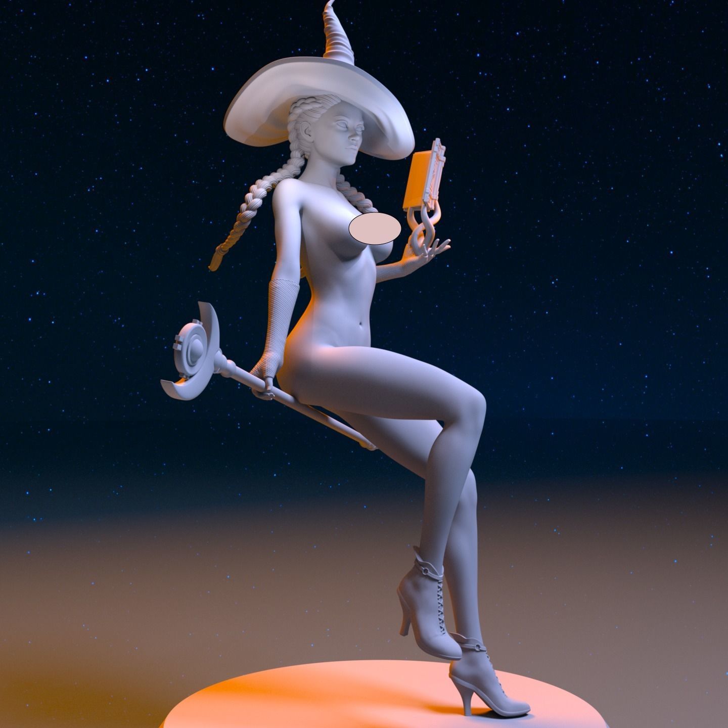 BEAUTIFUL WITCH 3D print model_8