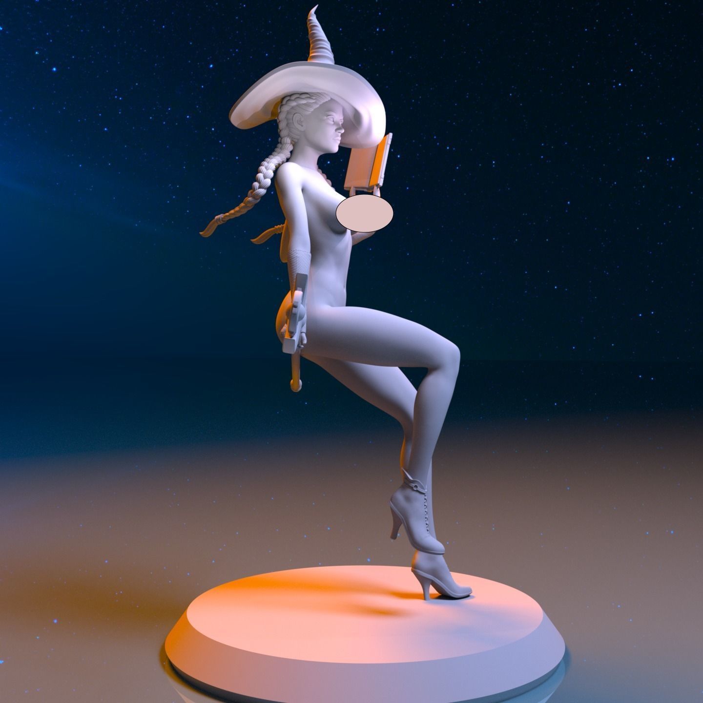 BEAUTIFUL WITCH 3D print model_6