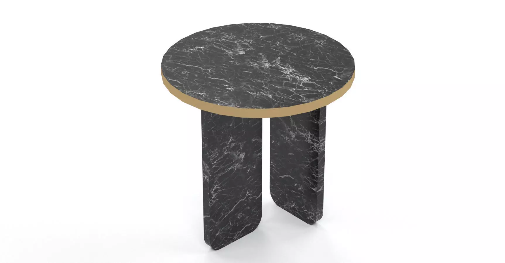 Abstract Black Marble and Gold Metal Side Table Free 3D model