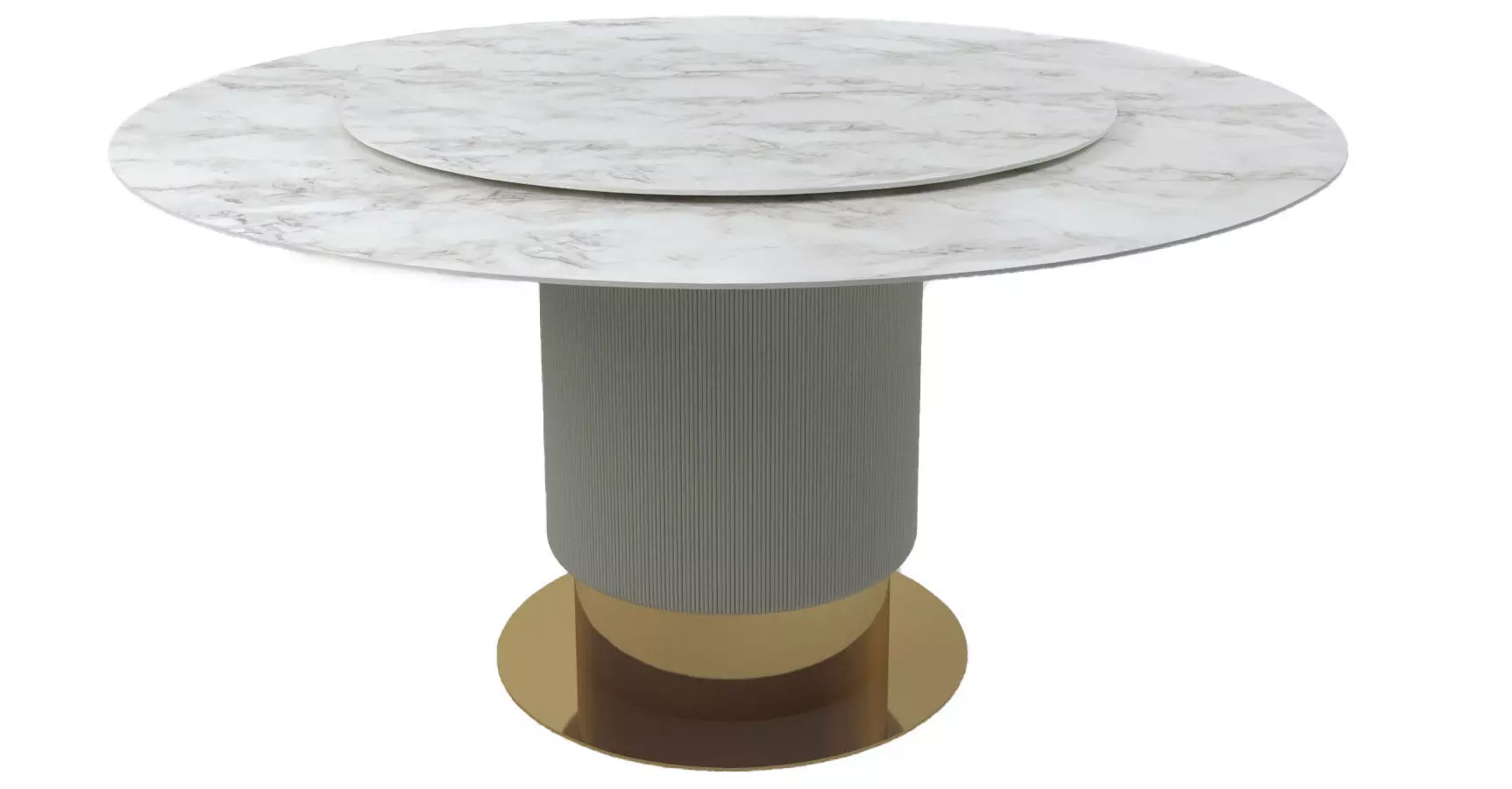 Luxury Marble Round Table with White Leather and Gold bottom Free 3D model