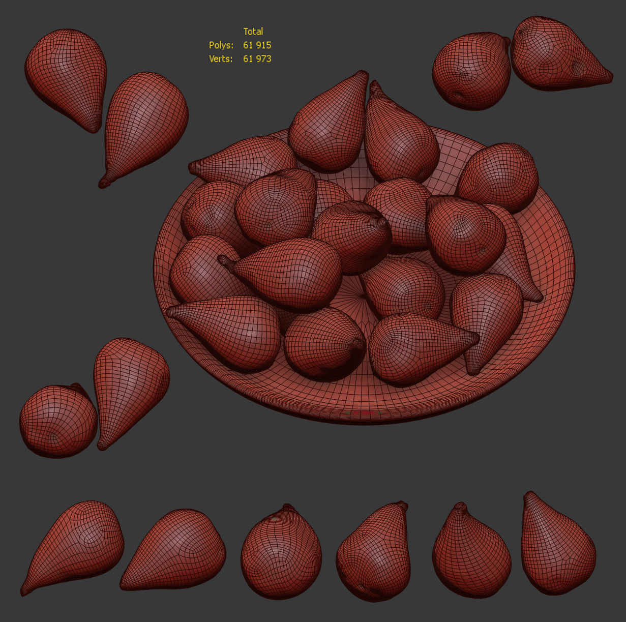 Green figs in a wooden bowl 3D model_6