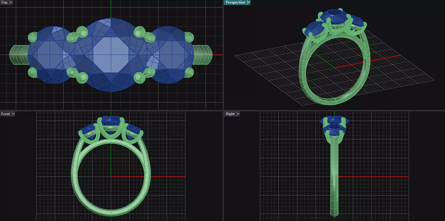 Trilogy Engagement Ring 3 Round Brilliant Cut Diamonds Free 3D print model