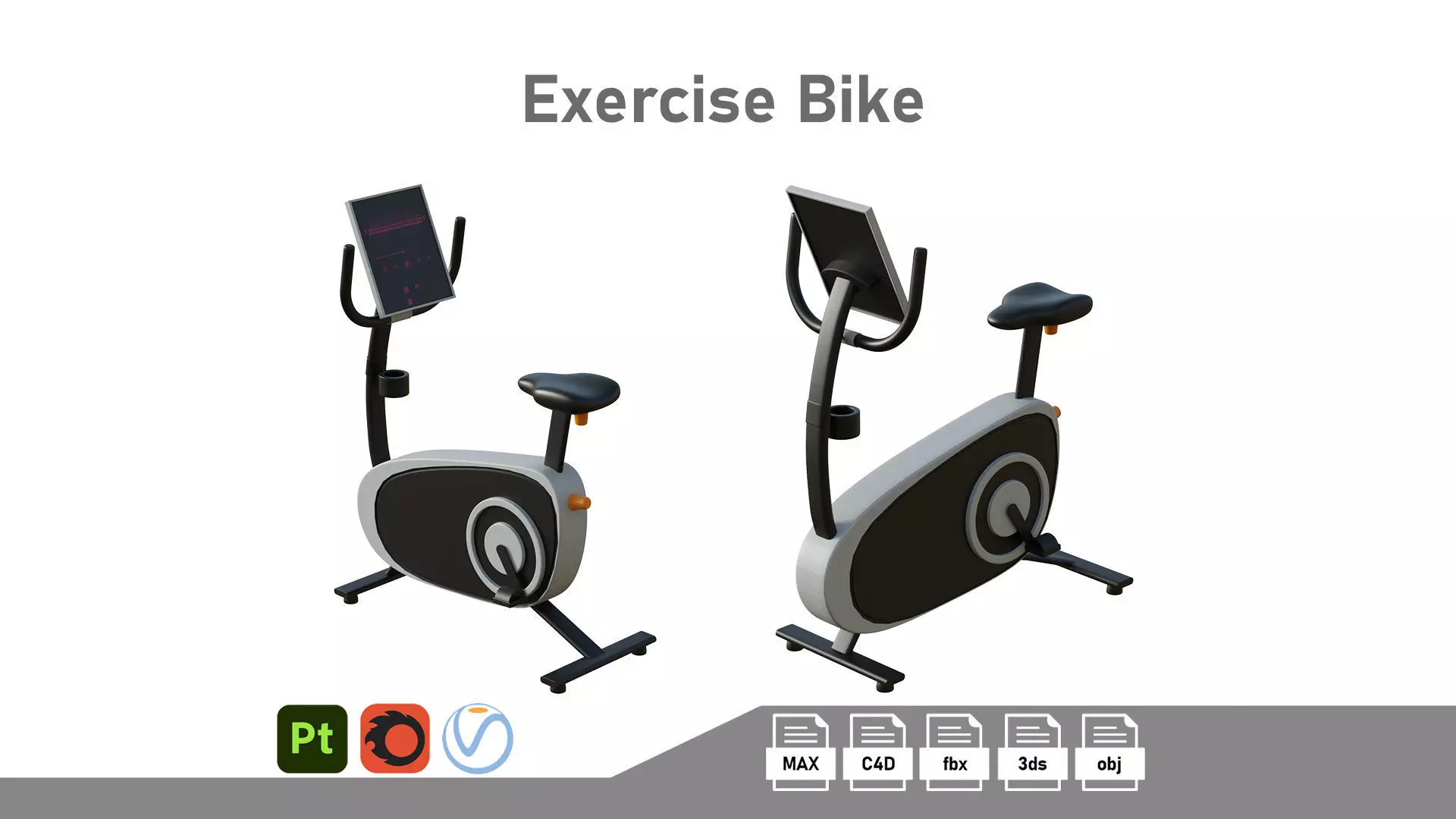 Exercise bike 3D model_0