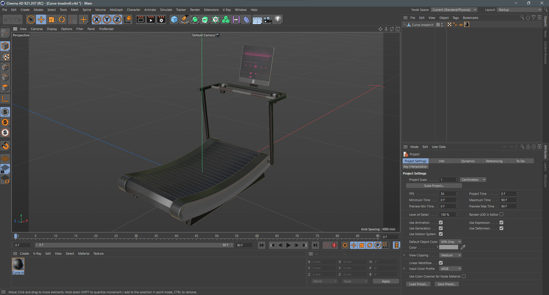 Curve Treadmill Low-poly 3D model_12