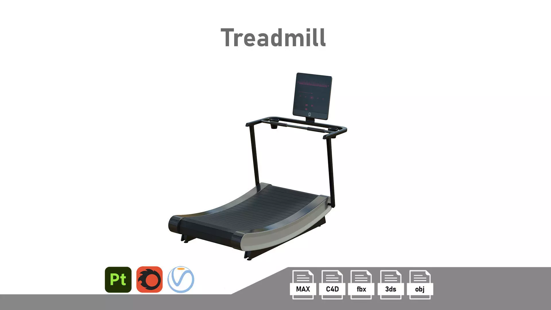 Curve Treadmill Low-poly 3D model_0